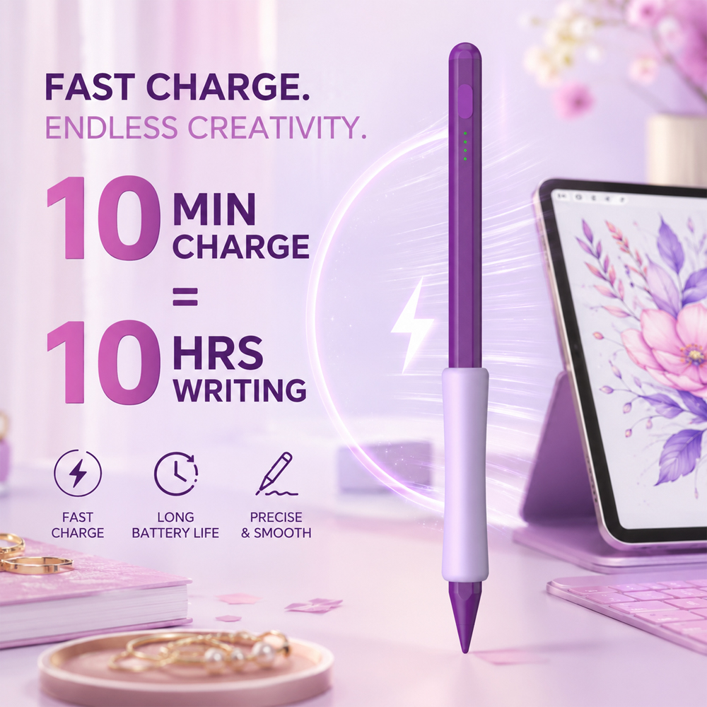 Drawing Tablet Battery Free Stylus - Purple Stylus Pen for iPad 10Min
