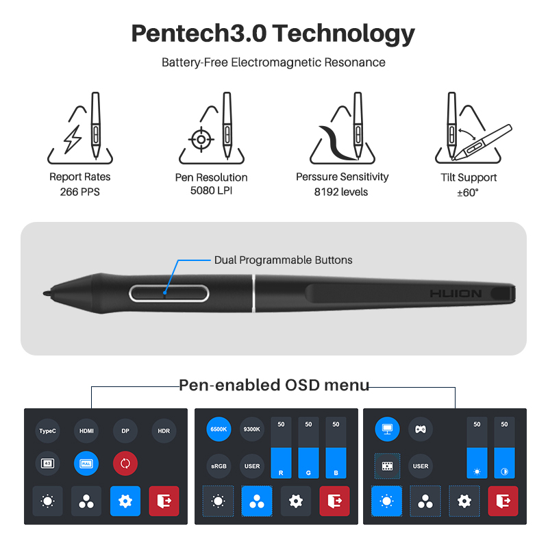 13.3 Inch HUION Graphics Table - Graphics Tablet 13 Inch 8192 ulasan dan harga