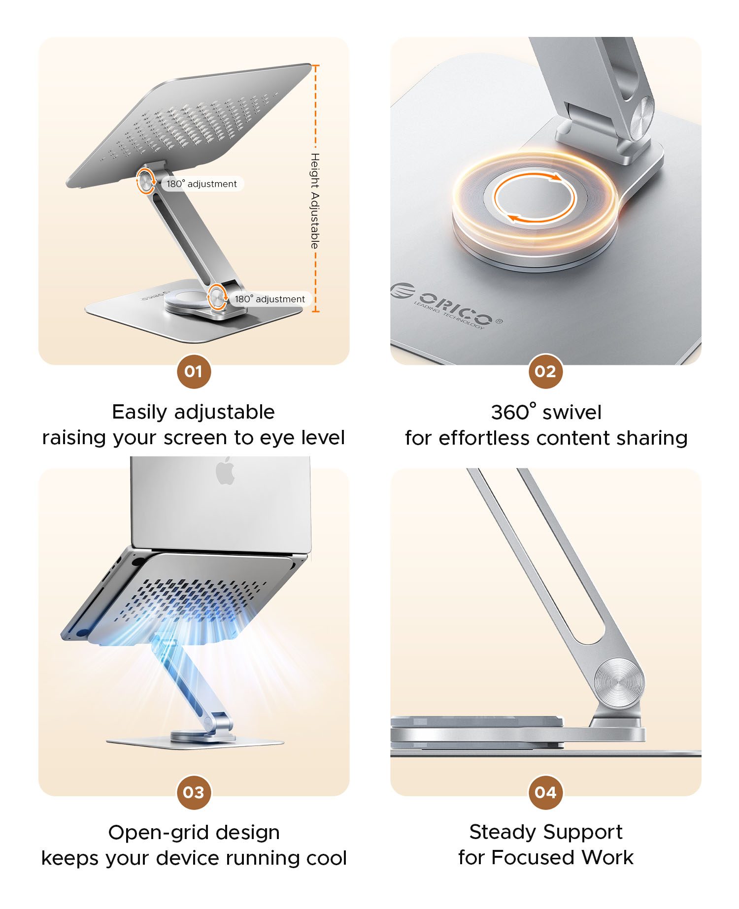 ORICO 360° Adjustable Notebook - Tablet Stand Adjustable Aluminum ulasan dan harga