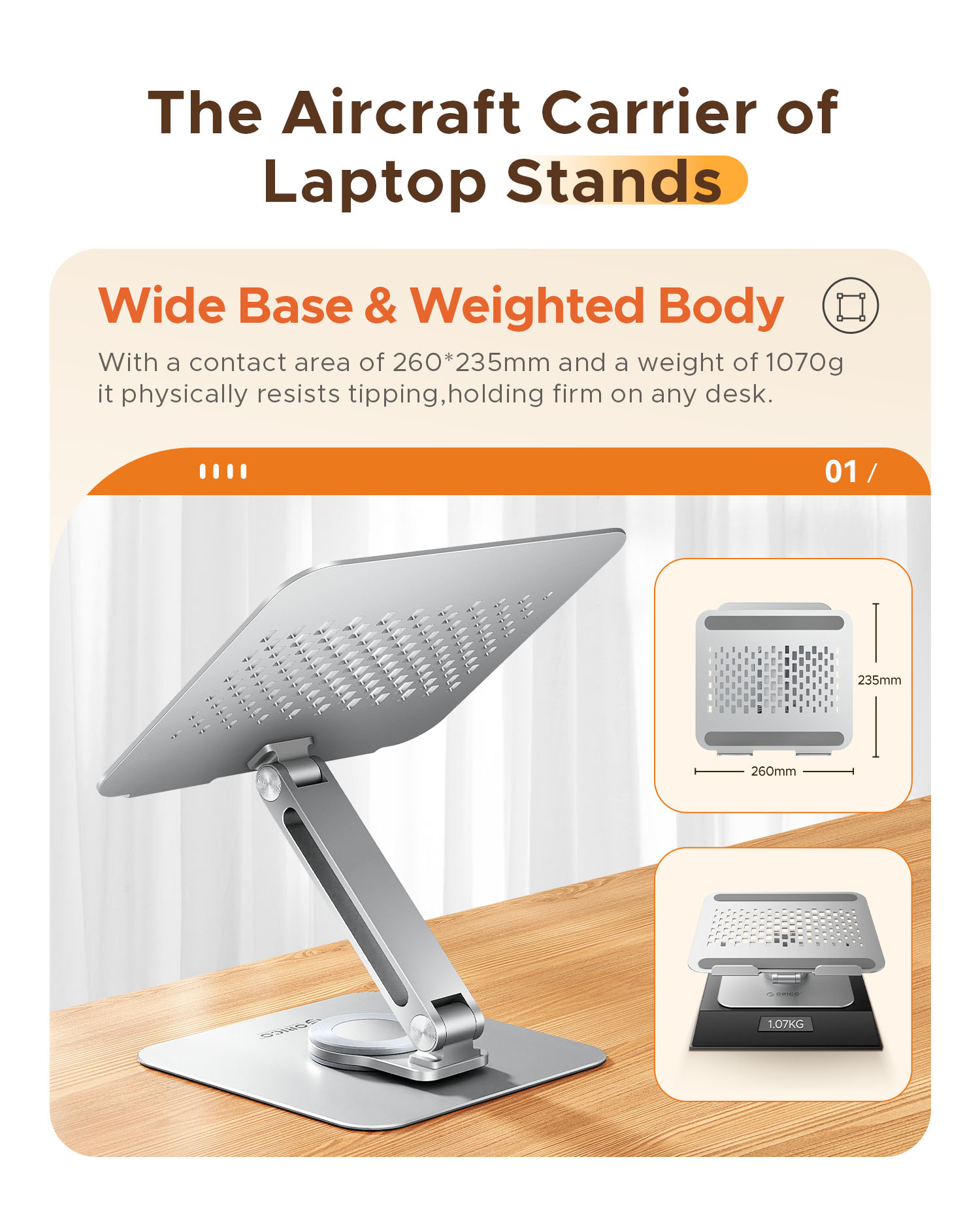 ORICO 360° Adjustable Notebook - Tablet Stand Adjustable Aluminum ulasan dan harga